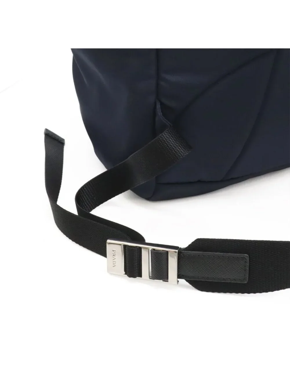 Prada Backpack Shoulder Bag Nylon Leather Blue Nero Black Silver